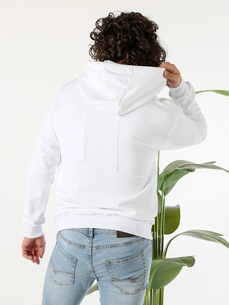 Felpa da uomo in cotone con cappuccio - bianco