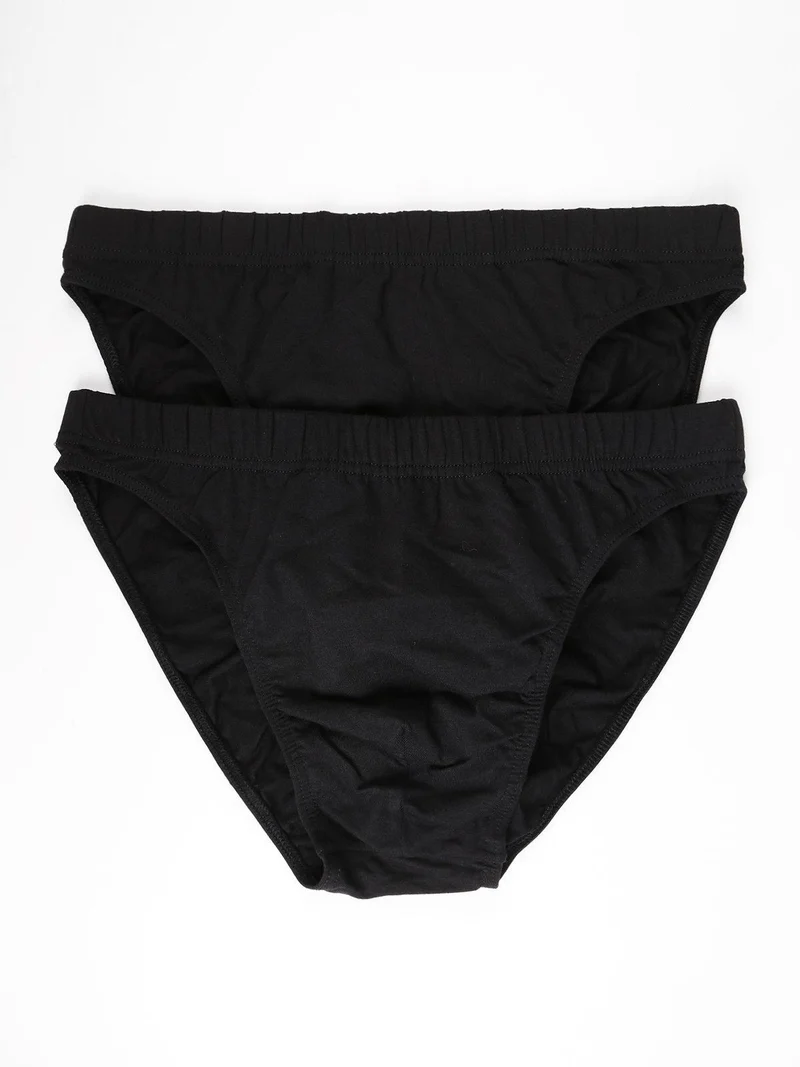 Slip uomo in cotone elastico Pacco da 2 pezzi - nero