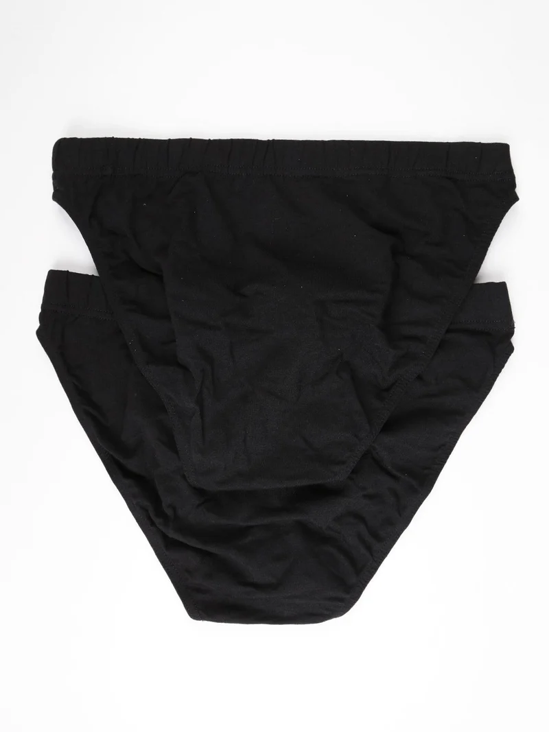Slip uomo in cotone elastico Pacco da 2 pezzi - nero