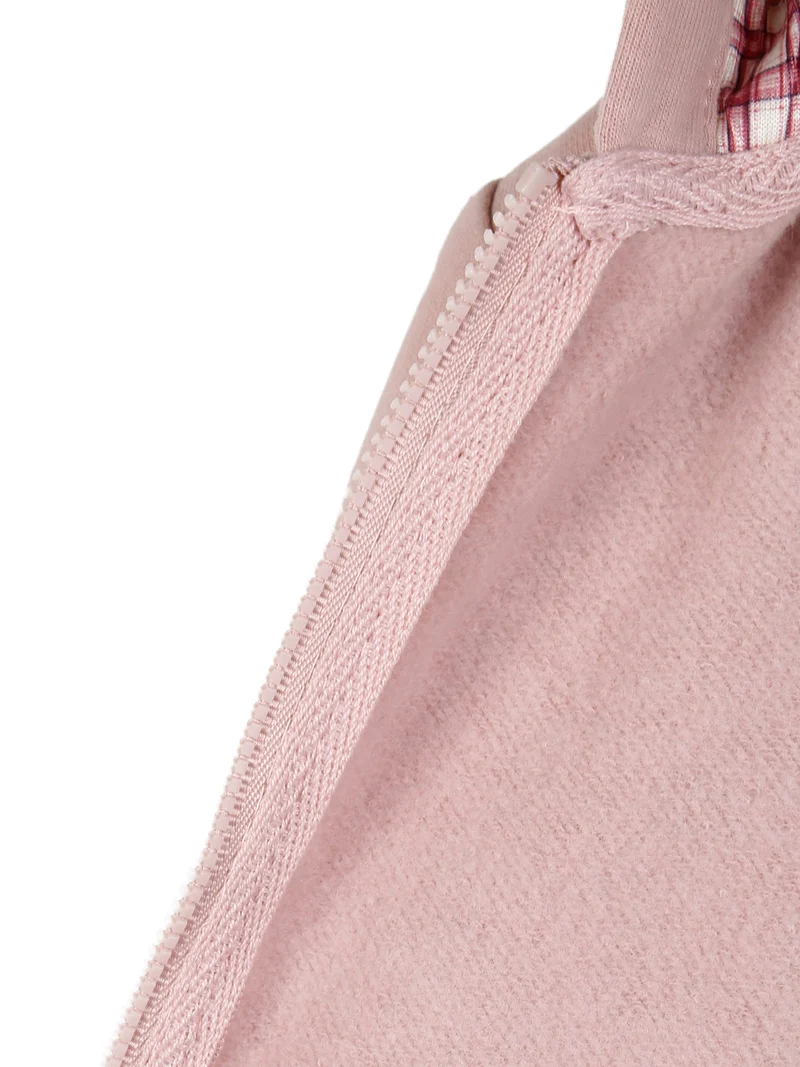 Completo 3 pezzi da neonata con cappuccio e zip - rosa