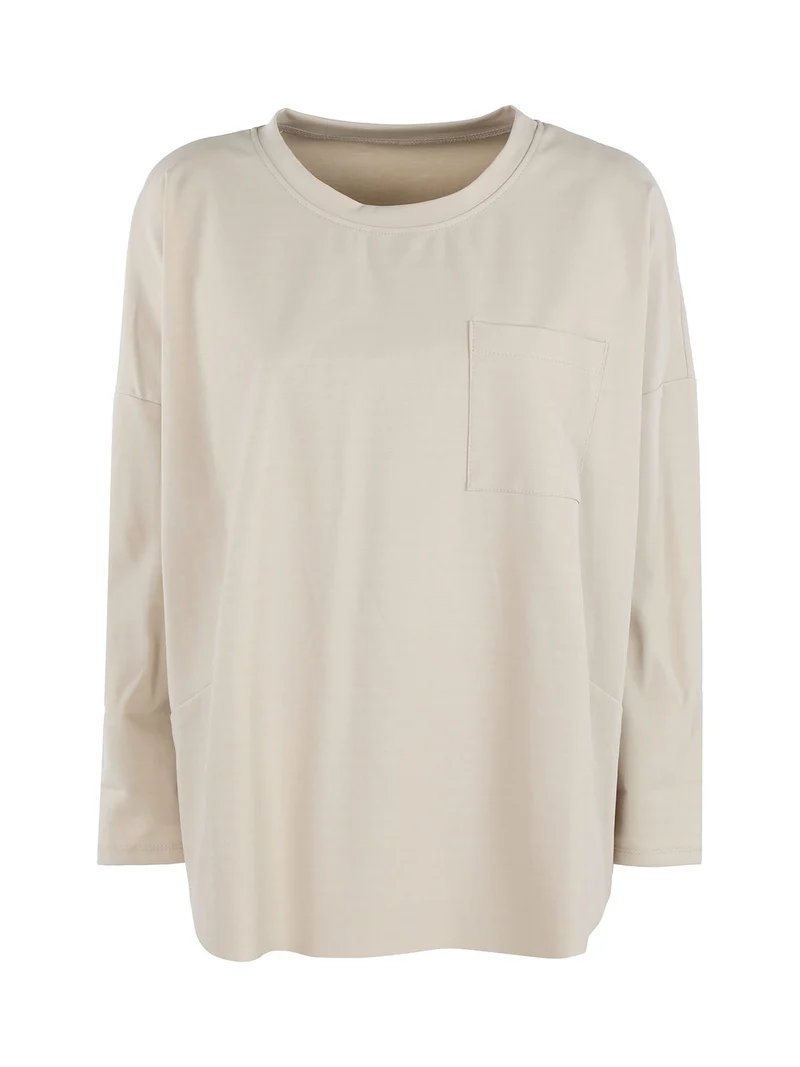 Maxi t-shirt donna oversize con taschino - beige
