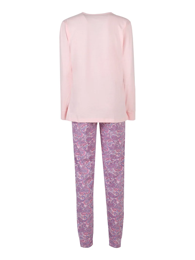Pigiama lungo da donna in cotone - rosa