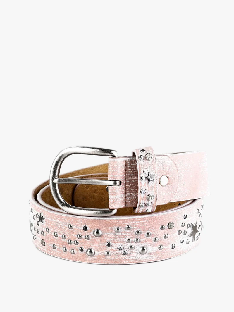 Cintura con borchie e stelle - rosa