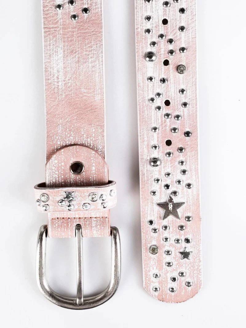 Cintura con borchie e stelle - rosa