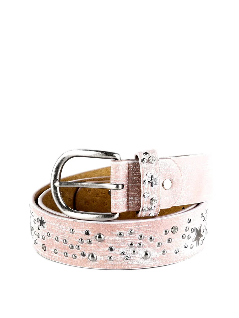 Cintura con borchie e stelle - rosa