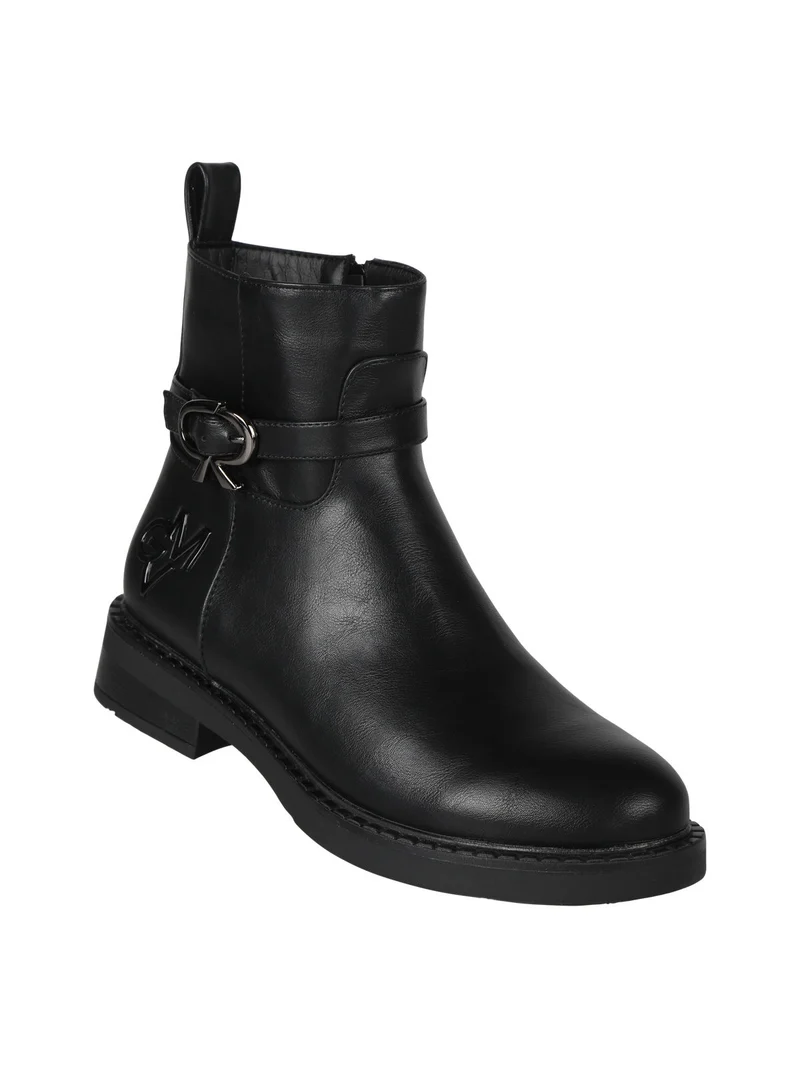 Stivaletti donna con cinturino - nero
