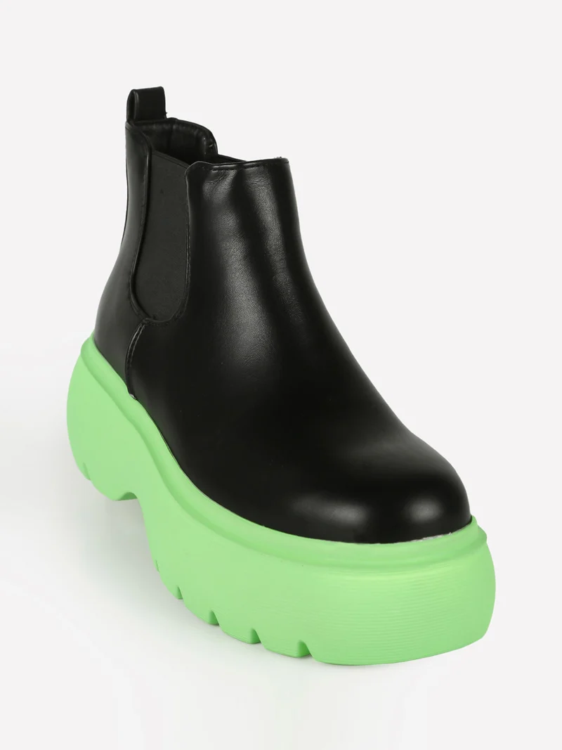 Stivaletti donna con platform colorato - verde