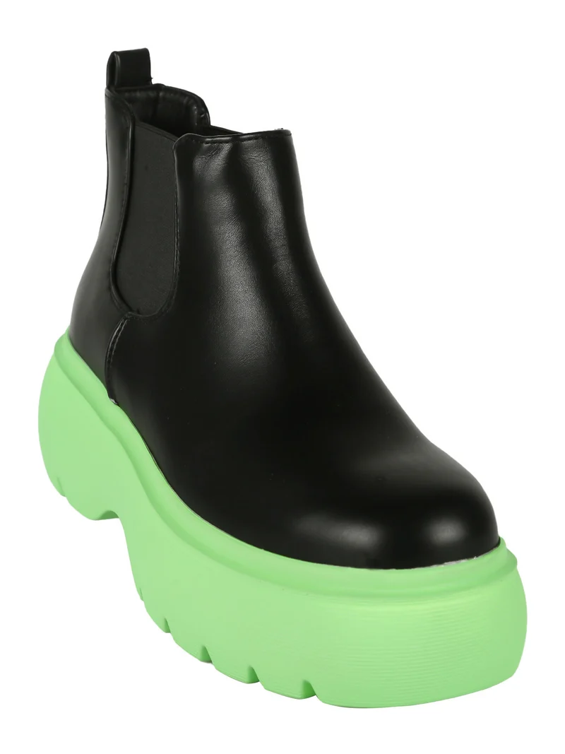Stivaletti donna con platform colorato - verde