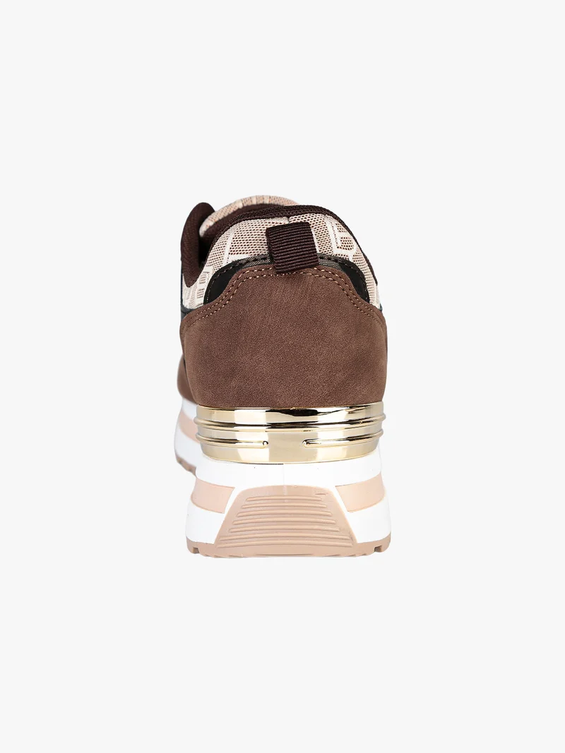Sneakers donna stringate con platform - moro