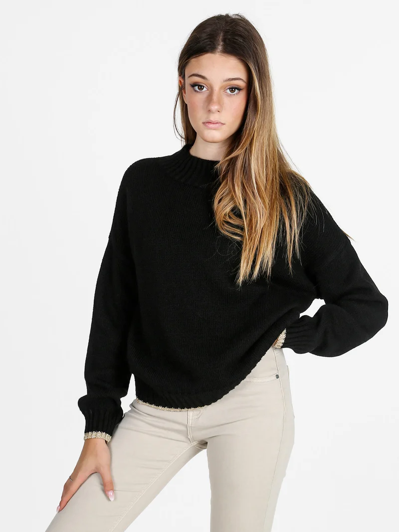 Maglione donna con dettagli lurex - nero
