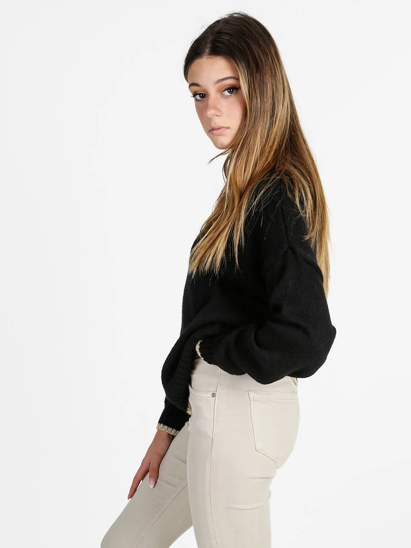 Maglione donna con dettagli lurex - nero