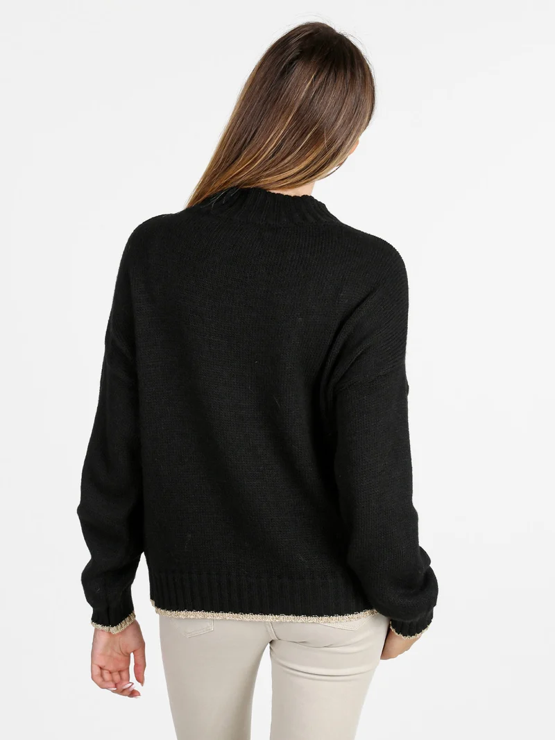 Maglione donna con dettagli lurex - nero