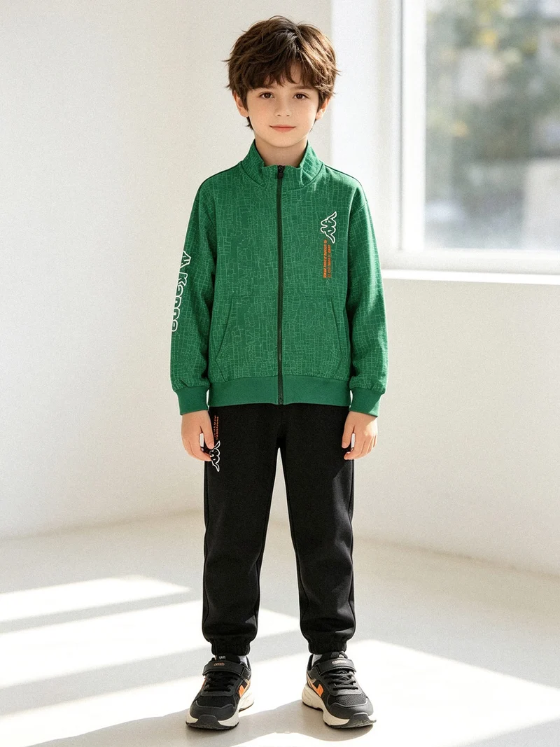 Completo tuta da ragazzo 2 pezzi full zip in cotone - verde