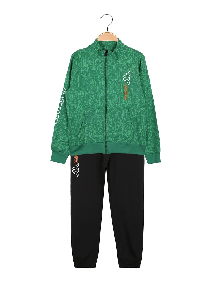 Completo tuta da ragazzo 2 pezzi full zip in cotone - verde