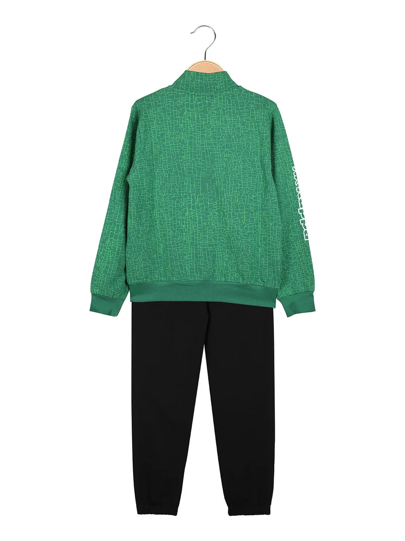 Completo tuta da ragazzo 2 pezzi full zip in cotone - verde