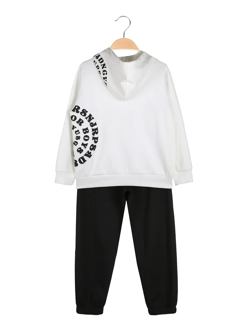 Completo tuta da bambino 3 pezzi con cappuccio e zip - bianco