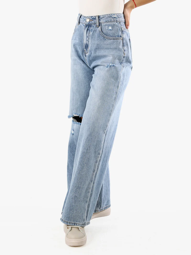 Jeans donna con strappi a gamba larga - jeans