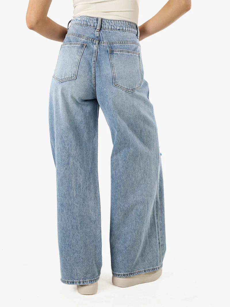Jeans donna con strappi a gamba larga - jeans