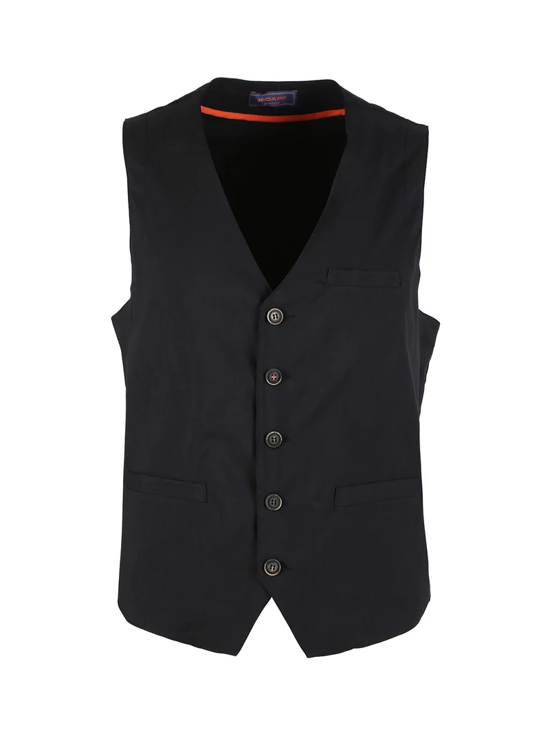 Gilet uomo tinta unita con taschini - nero