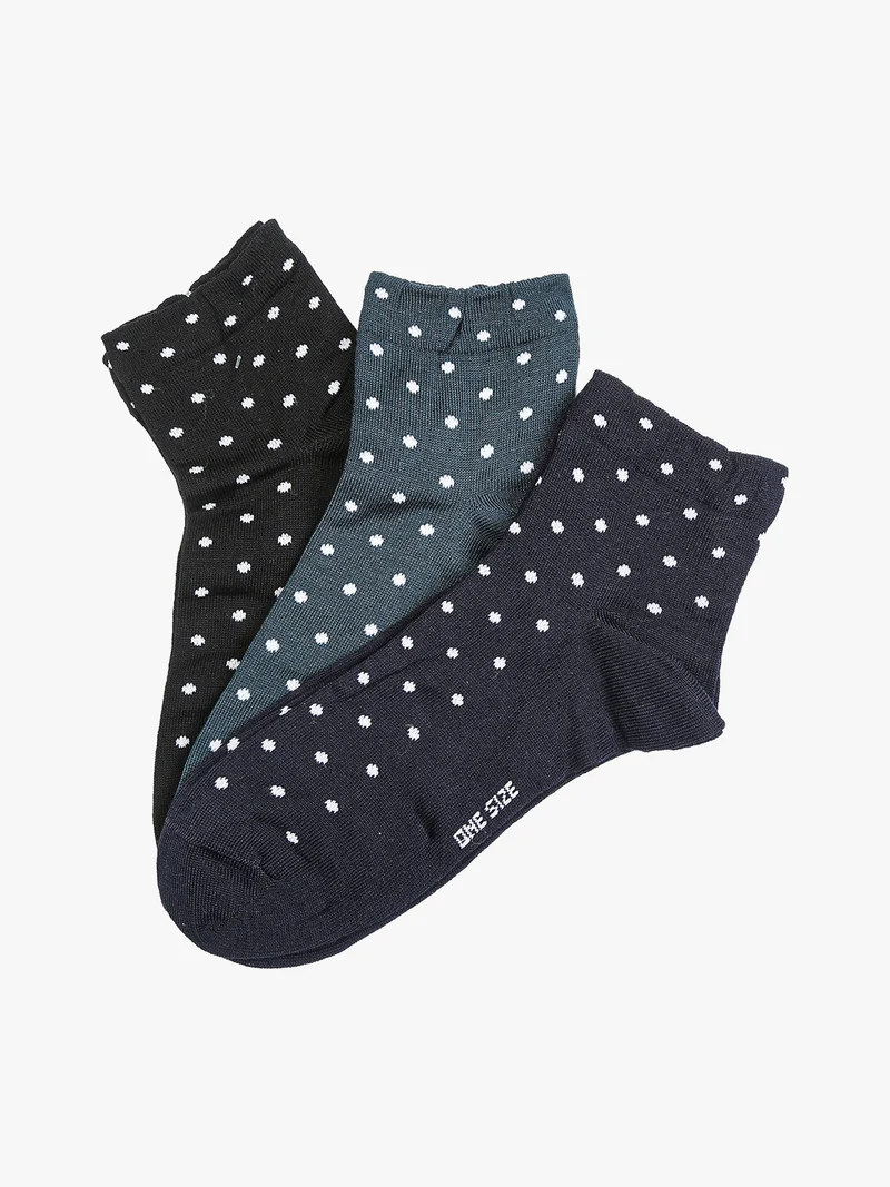 Confezione da 3 paia di calze corte da donna a pois - blu