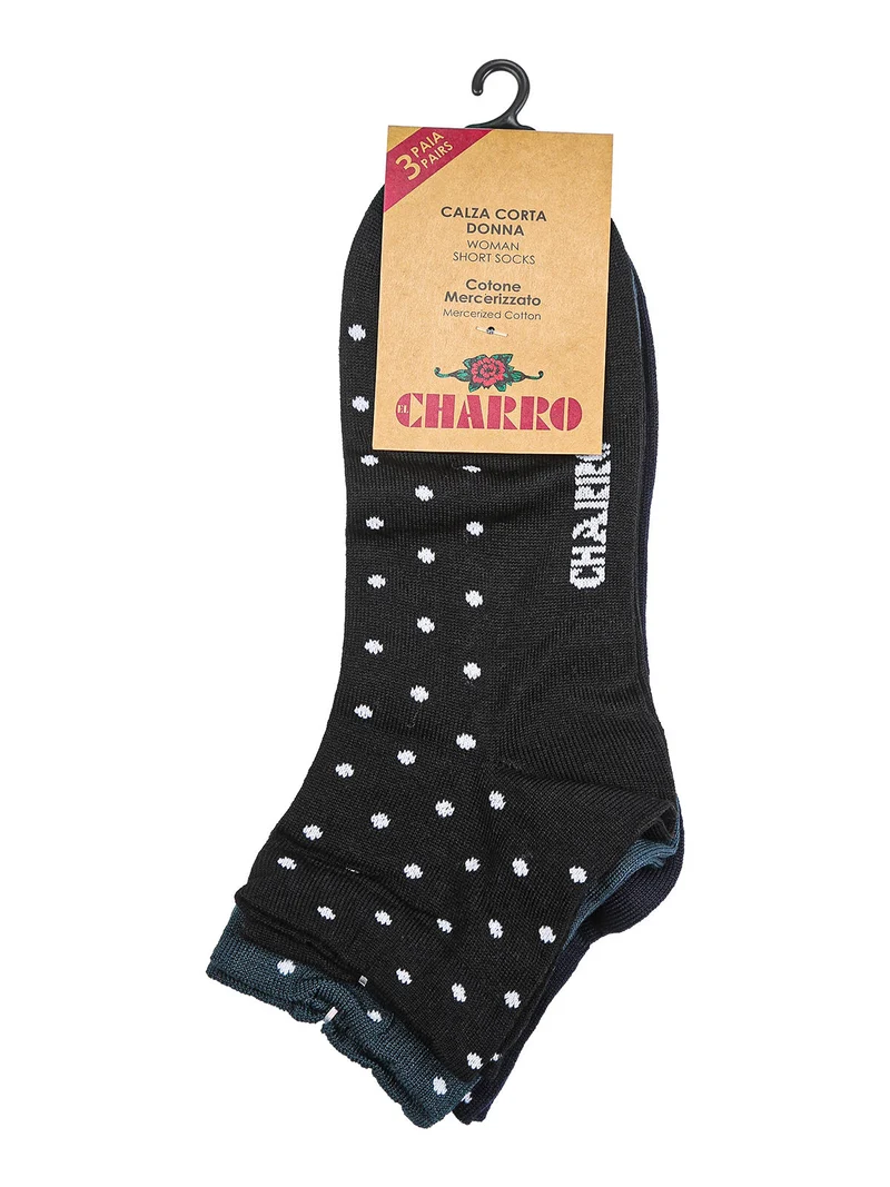 Confezione da 3 paia di calze corte da donna a pois - blu