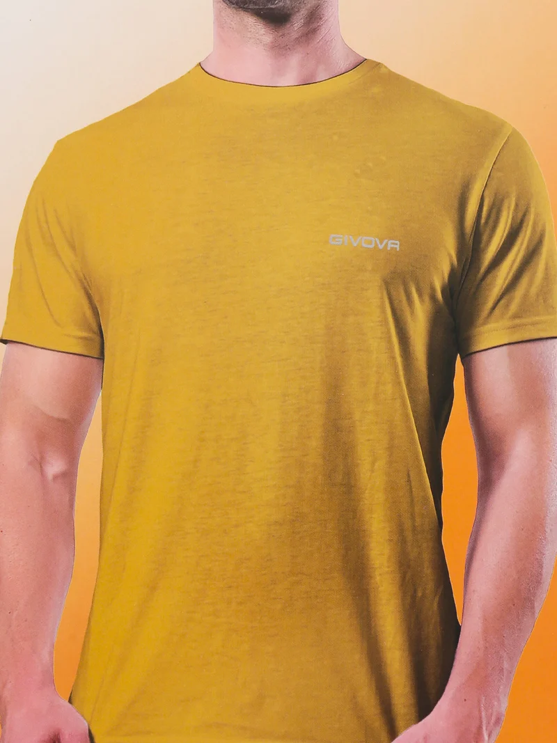 T-shirt intima da uomo girocollo in cotone - senape