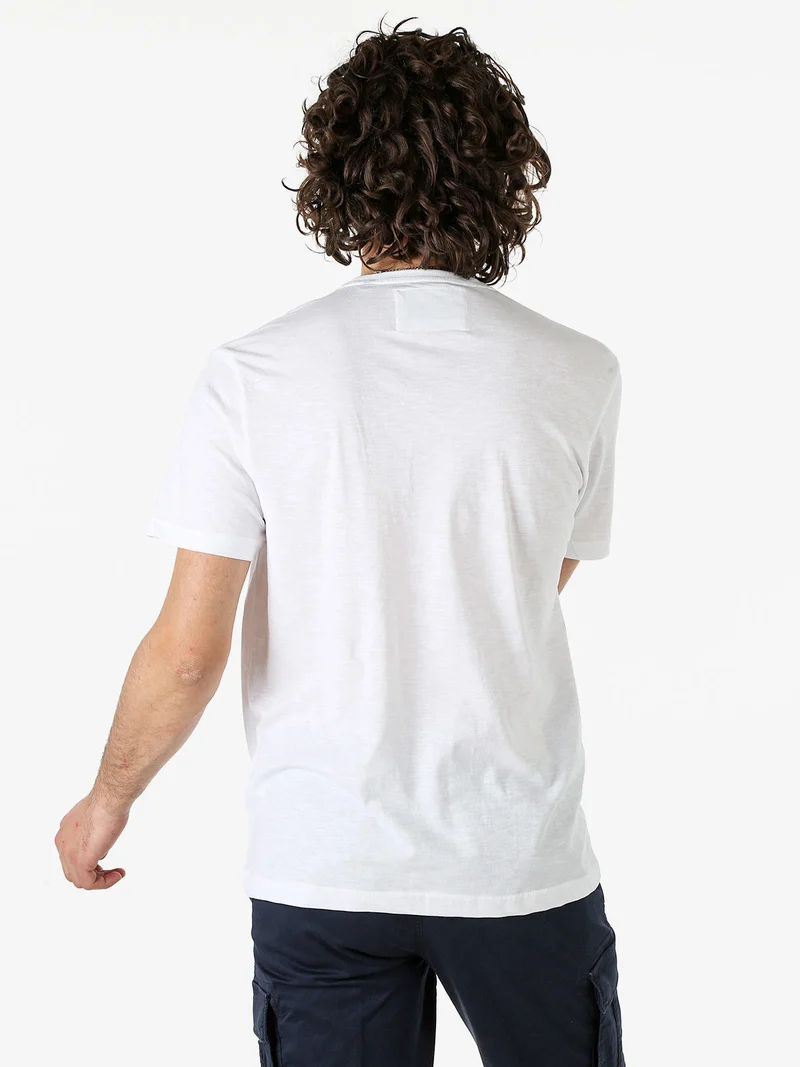 T-shirt da uomo in cotone con stampa - bianco