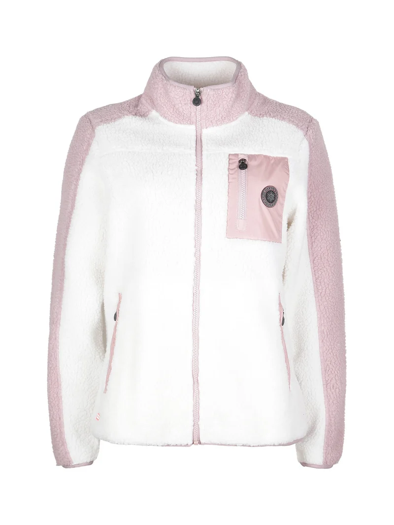 Felpa donna pesante in ecopelo con chiusura zip - bianco