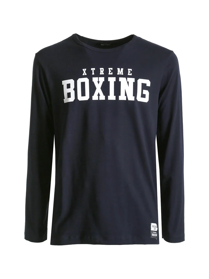 T-shirt da uomo a maniche lunghe con logo - blu scuro