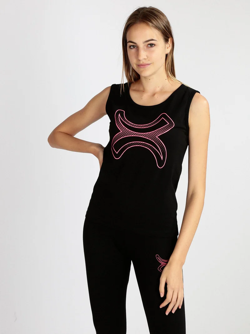 Canotta donna sportiva in cotone - nero