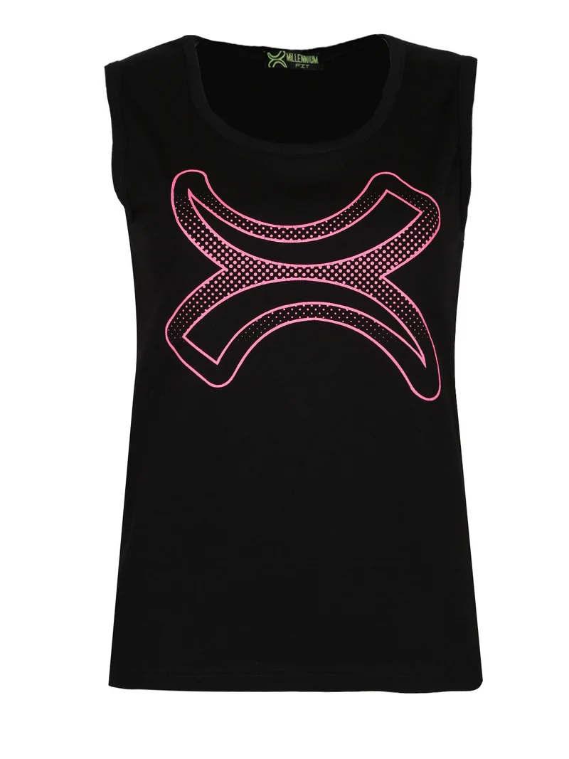 Canotta donna sportiva in cotone - nero