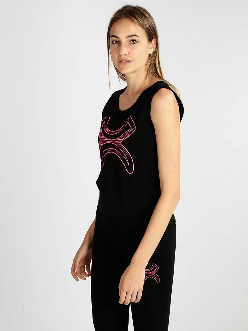 Canotta donna sportiva in cotone - nero