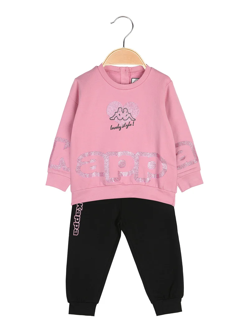 Completo tuta 2 pezzi glitter da neonata con interno felpato - rosa