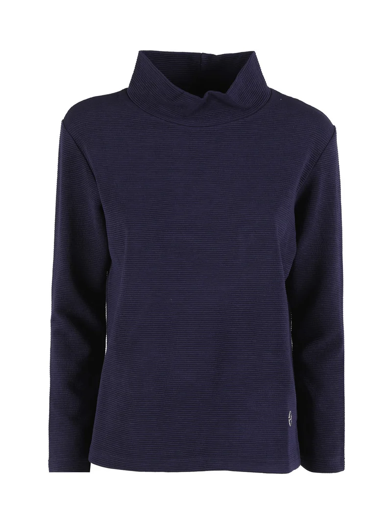 Maglia donna a maniche lunghe accollata - blu scuro