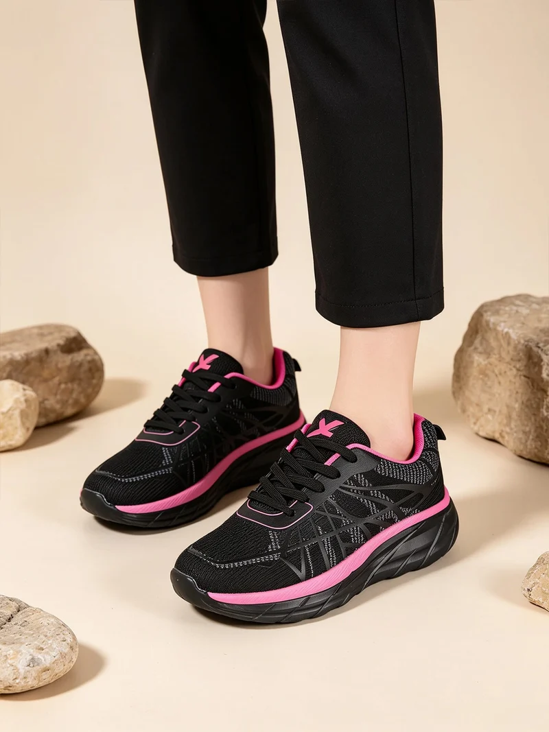 Sneakers sportive da donna stringate - fucsia