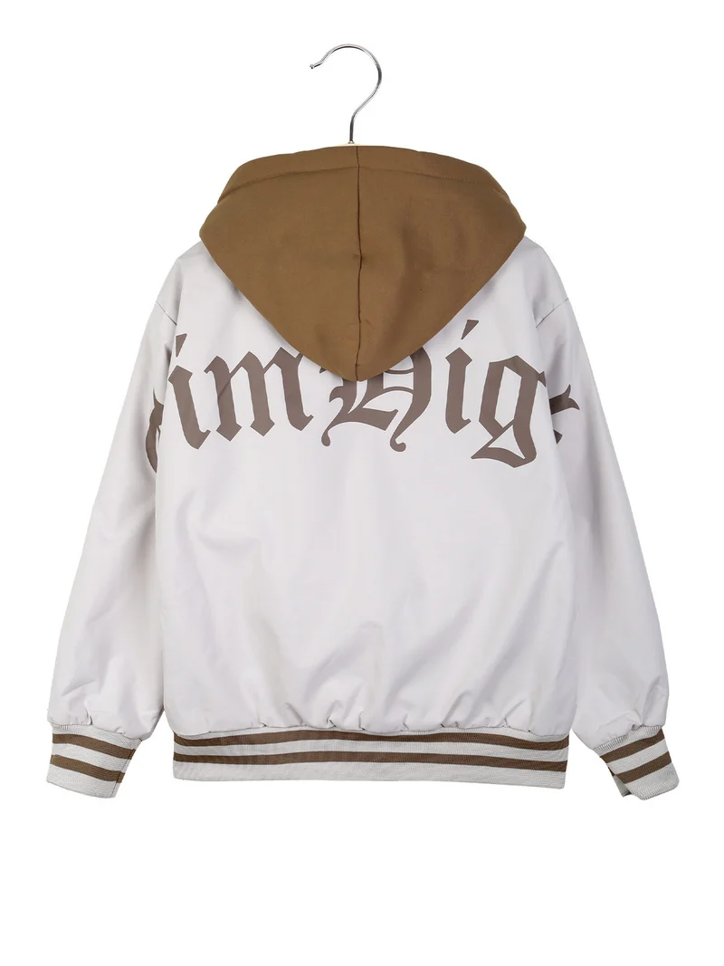 Giubbino da bambino con cappuccio removibile e bottoni - beige