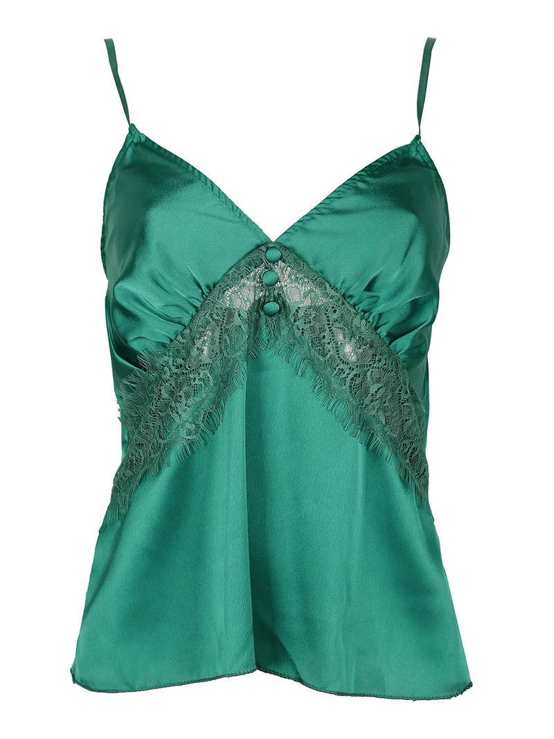 Top donna effetto raso - verde