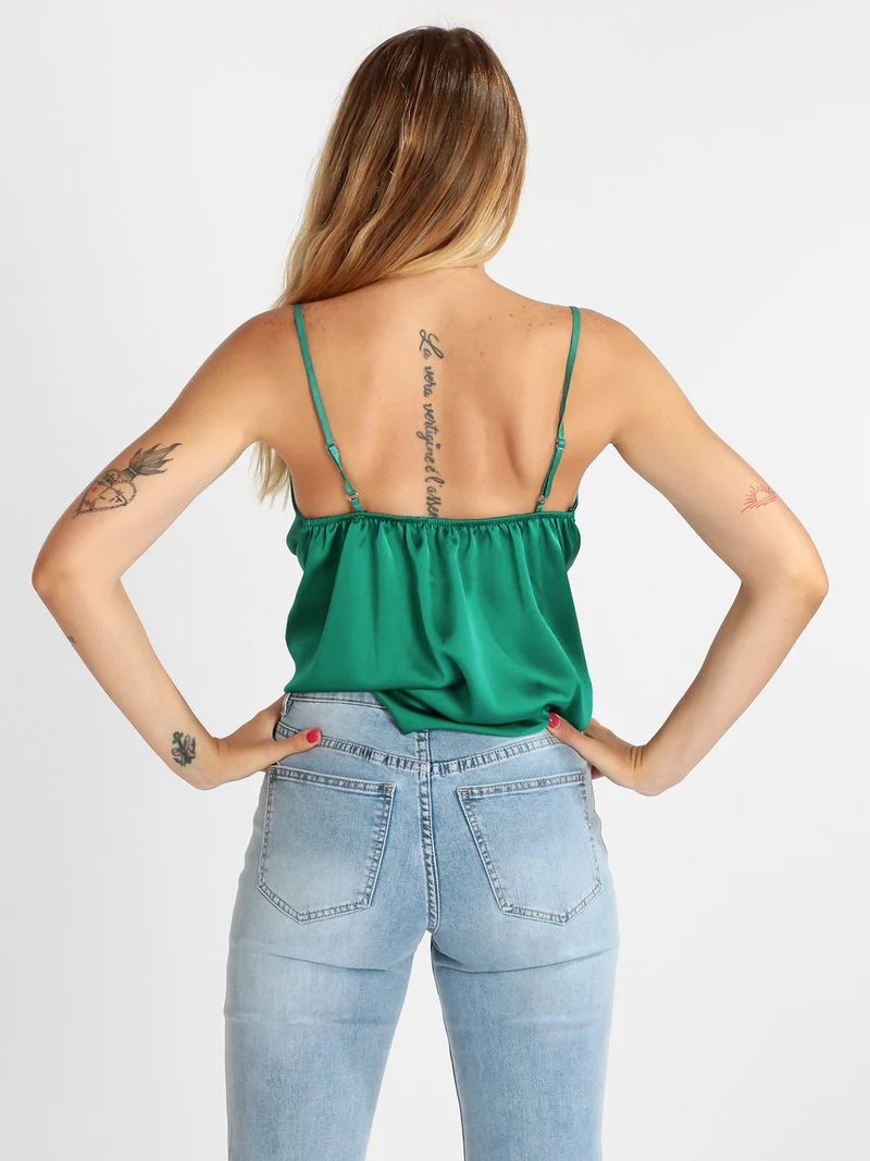 Top donna effetto raso - verde