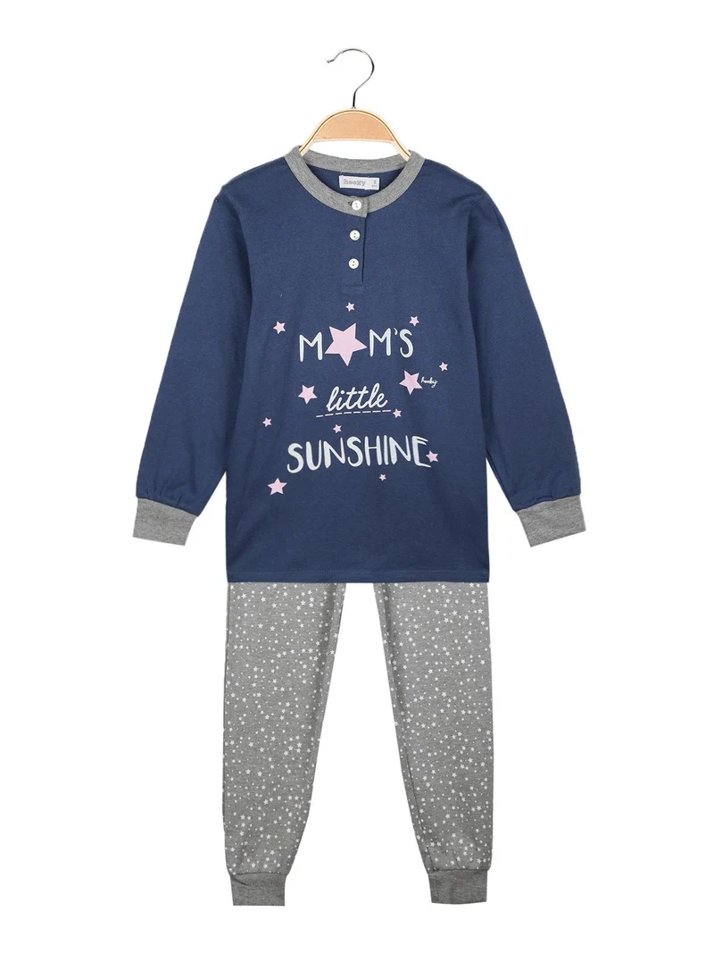 Pigiama lungo bambina con stampa - blu