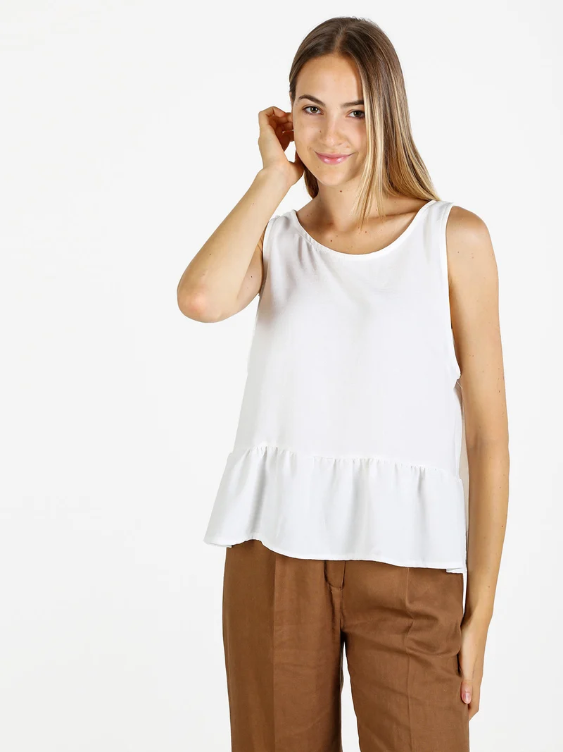 Top donna tinta unita - bianco