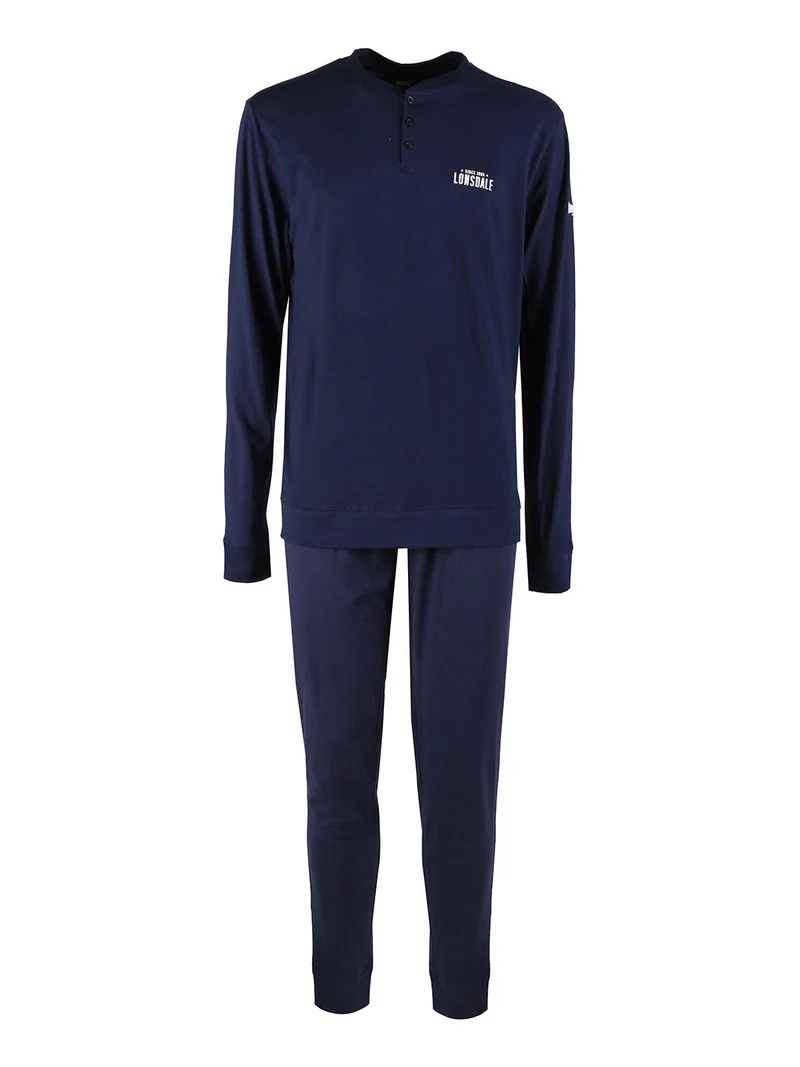 Pigiama lungo da uomo in cotone - blu scuro