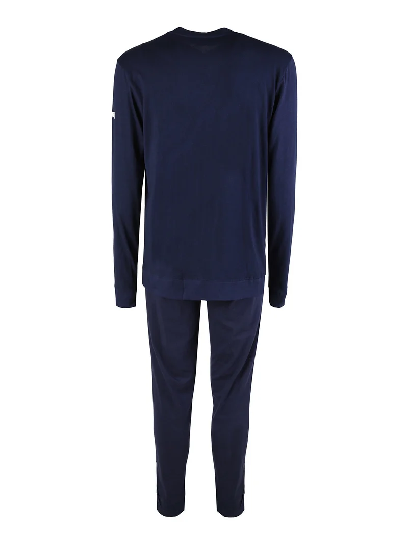 Pigiama lungo da uomo in cotone - blu scuro