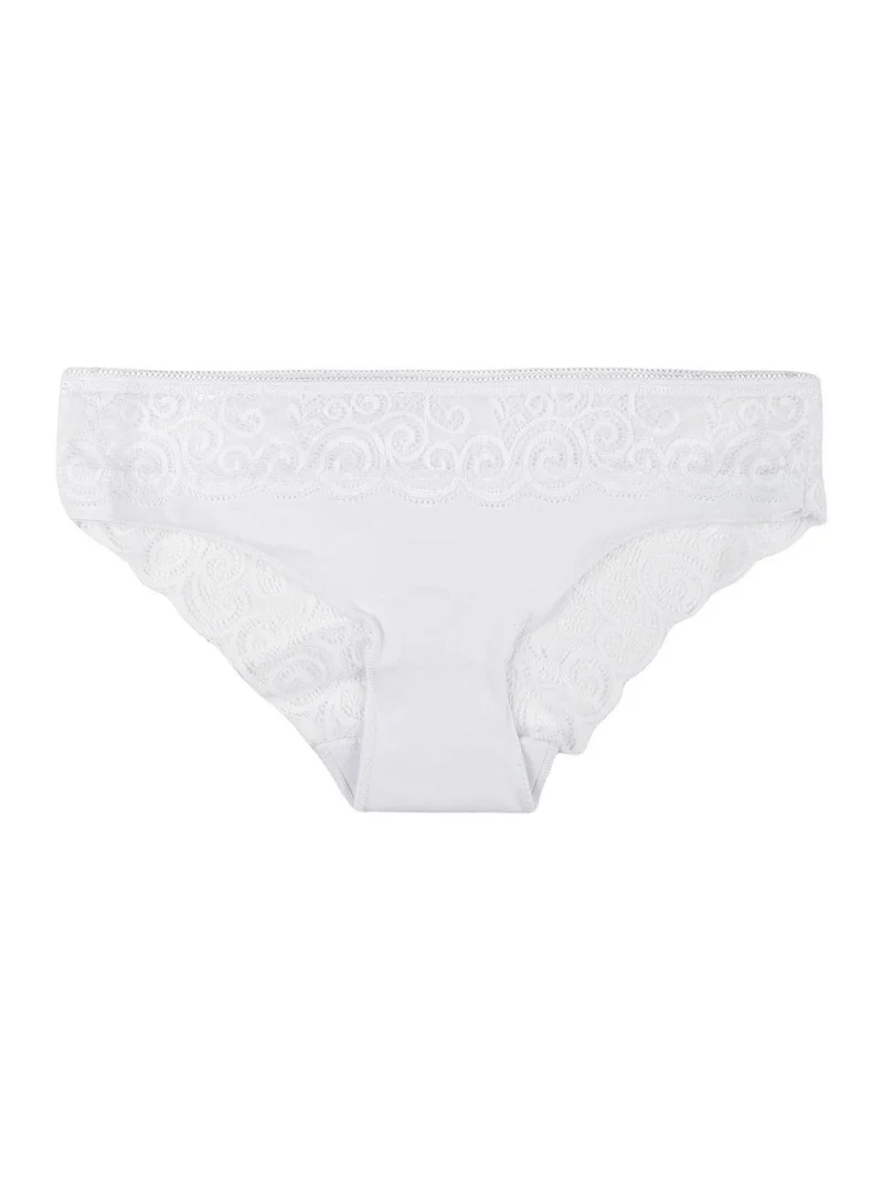 Slip donna in cotone con pizzo - bianco