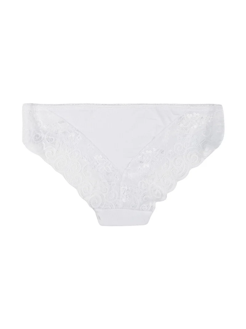 Slip donna in cotone con pizzo - bianco