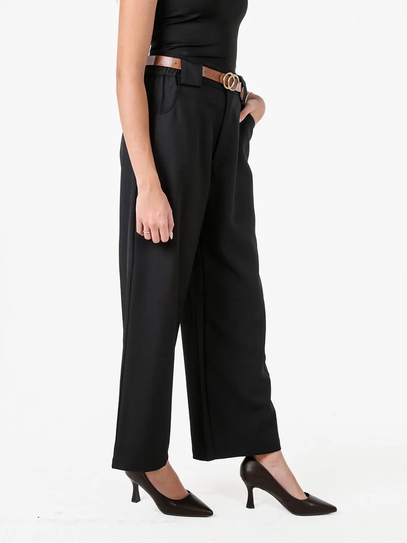 Pantaloni donna eleganti a gamba larga - nero