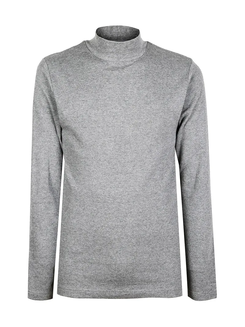 T-shirt manica lunga a lupetto da uomo - grigio