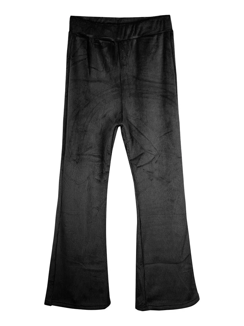Pantaloni svasati in velluto da bambina - nero