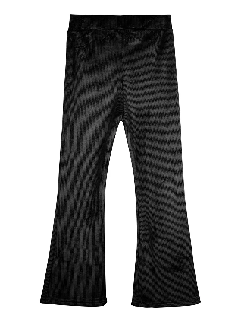 Pantaloni svasati in velluto da bambina - nero