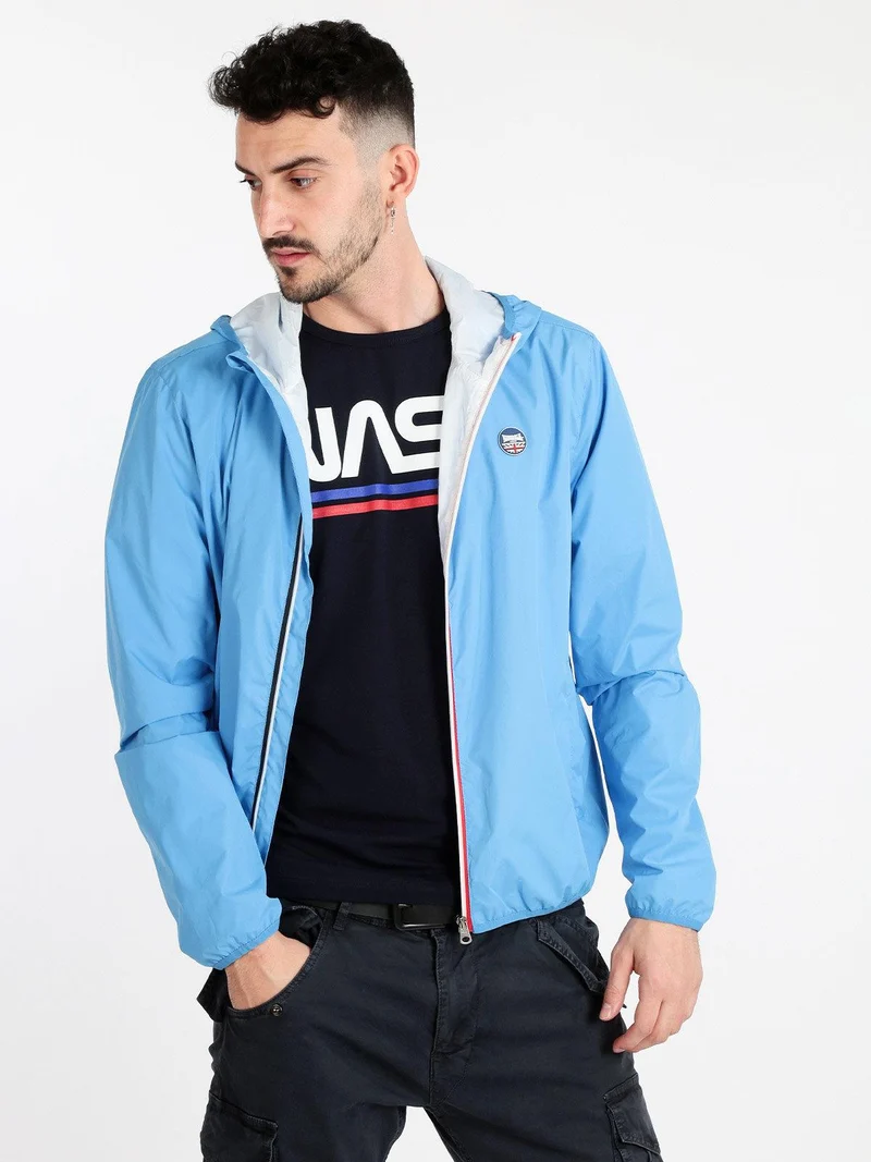 Giubbotto uomo con cappuccio - azzurro