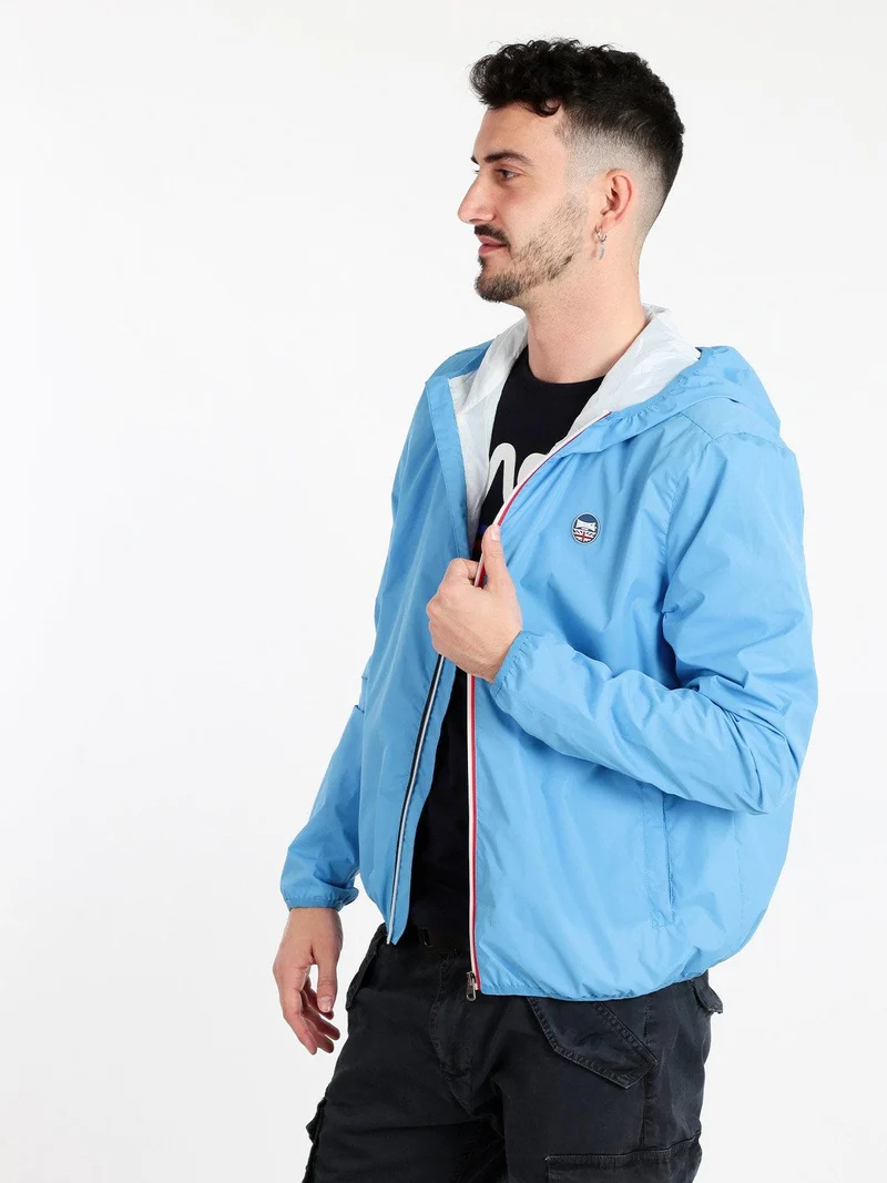 Giubbotto uomo con cappuccio - azzurro